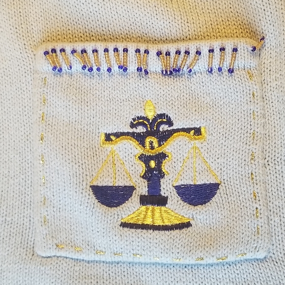 SOLD- Libra Astrology Vintage Cardigan - Picture 5 of 6